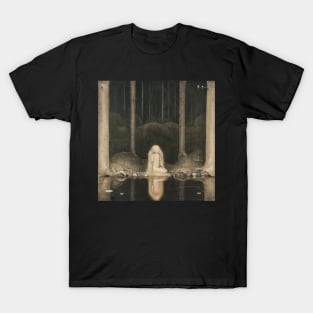 Princess Tuvstarr gazing down into the dark waters of the forest tarn by John Bauer 1913 T-Shirt